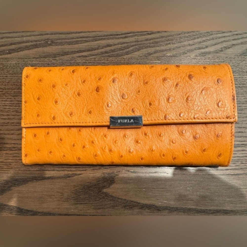 Furla Ostrich Embossed Leather Wallet